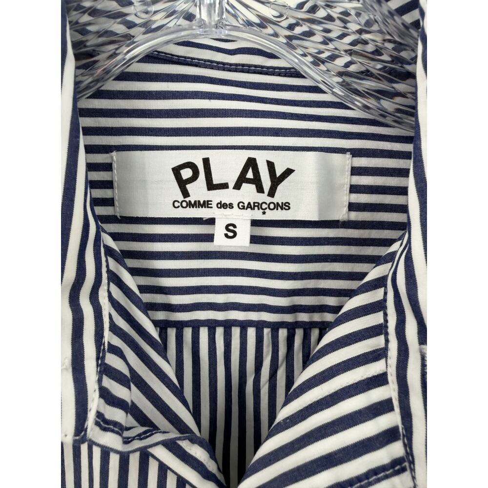 Play Comme Des Garçons UnisexNavy & White Striped Button Down Shirt Size Small - Picture 3 of 9